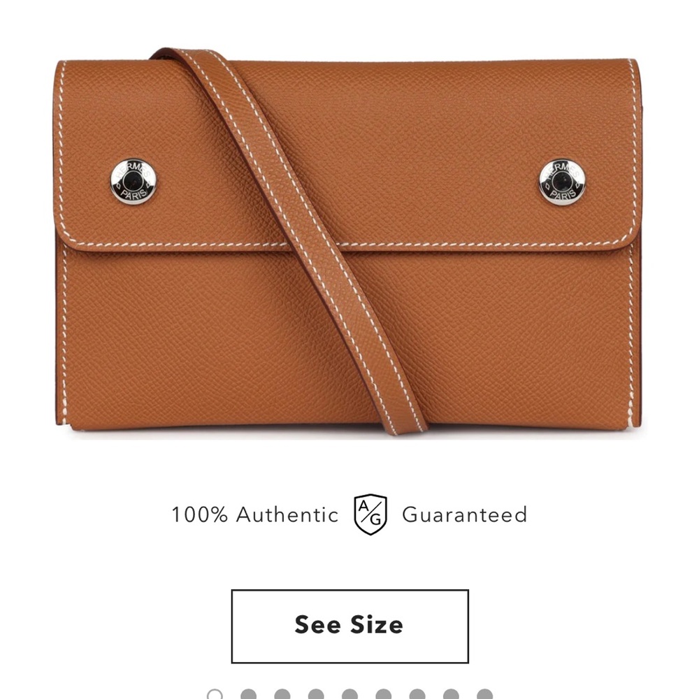 Hermes Like Tan Leather Clutch